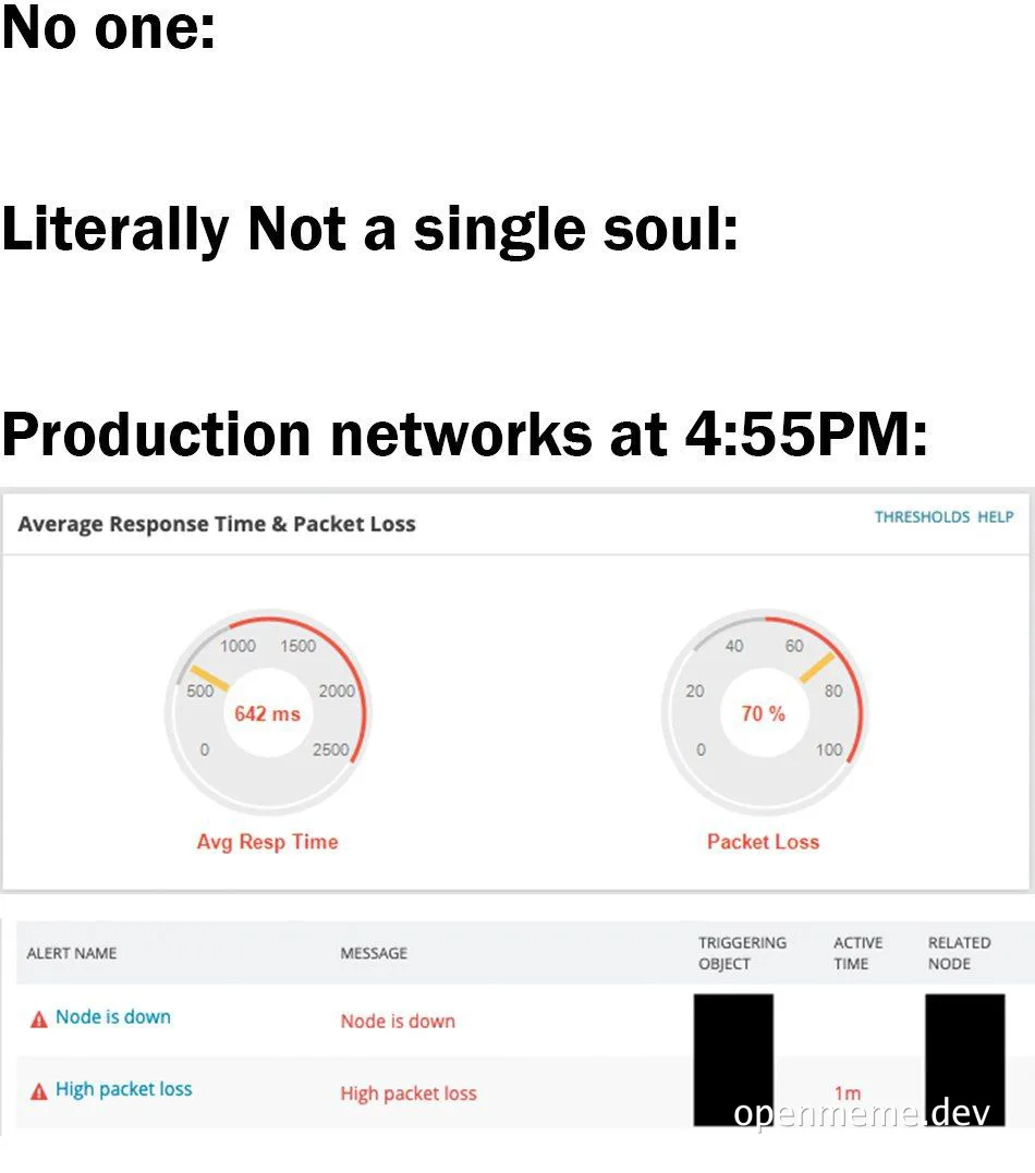 production networks outage meme