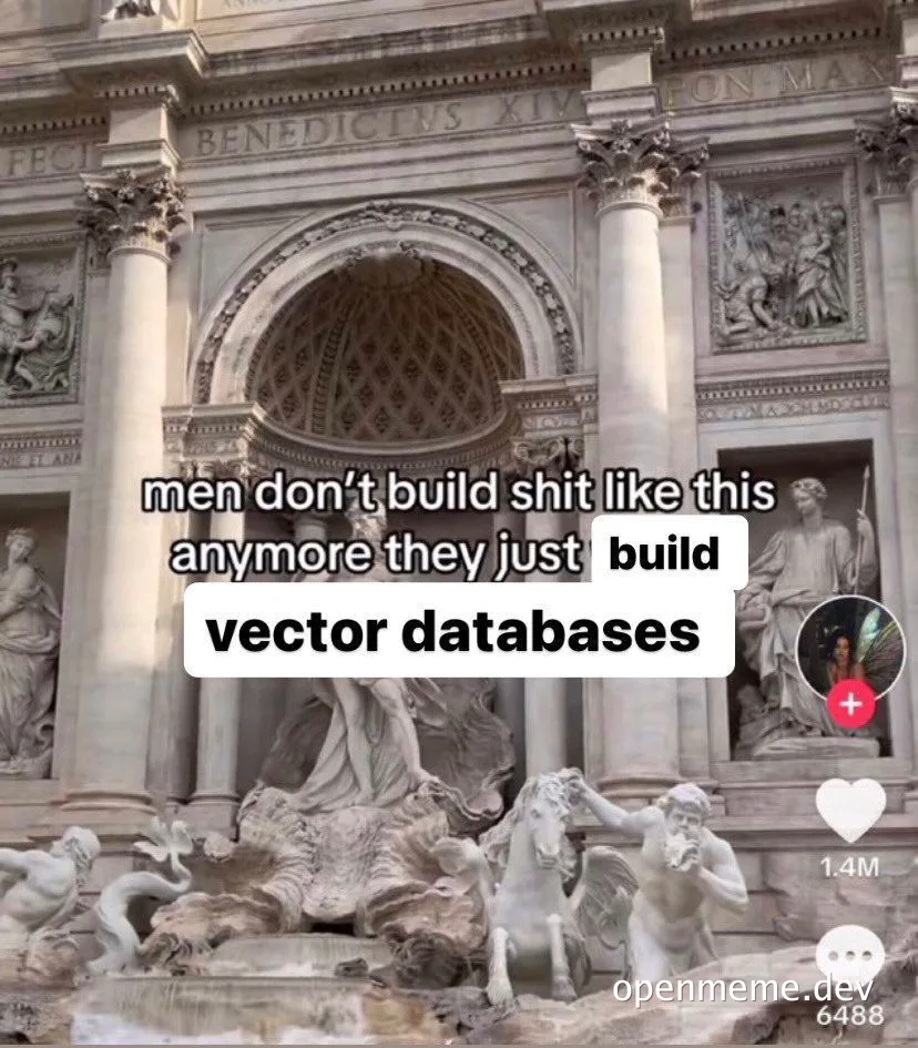 a statue of a fountain with a text overlay