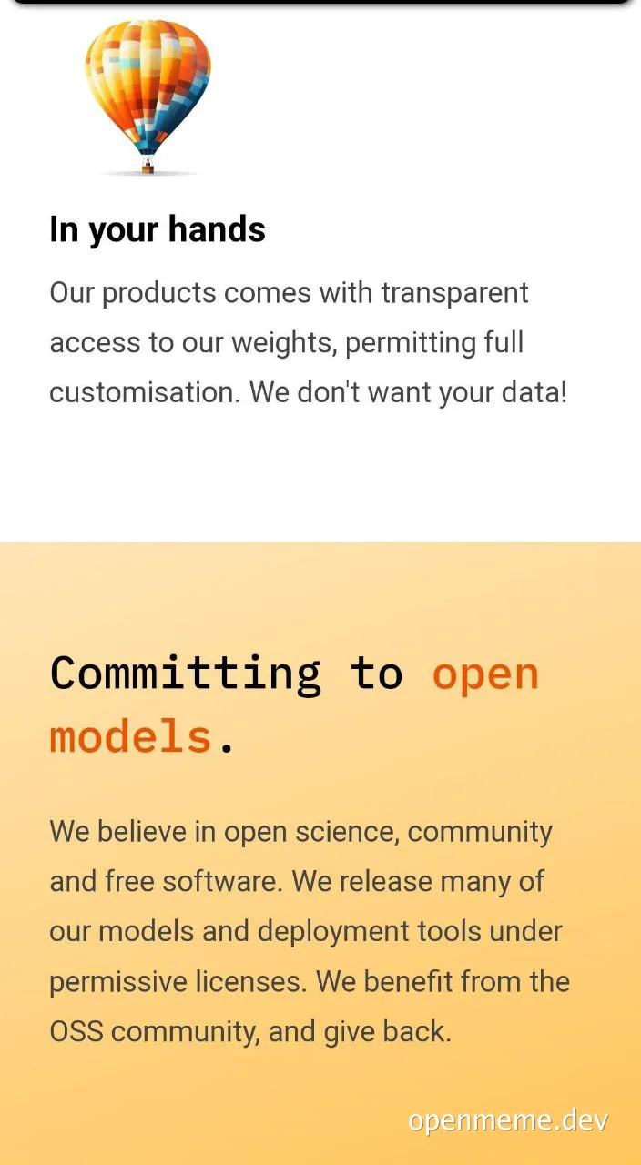 hot air balloon with text about open models and transparent access