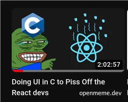 Troll face with C logo on head next to React logo disintegrating