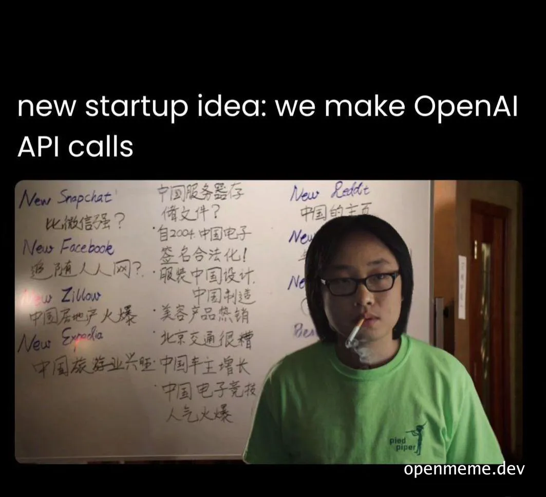 Man in green shirt with cigarette in mouth standing in front of whiteboard with startup ideas