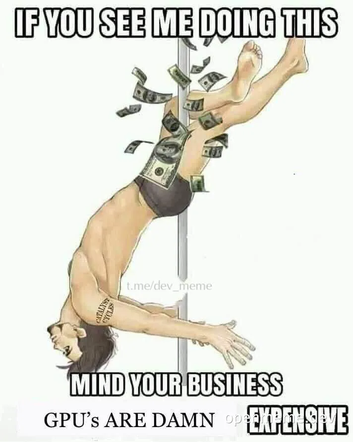 a man pole dancing with money floating around him