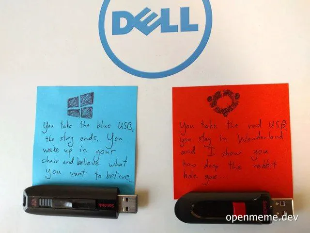 Two USB drives and notes with a Dell logo