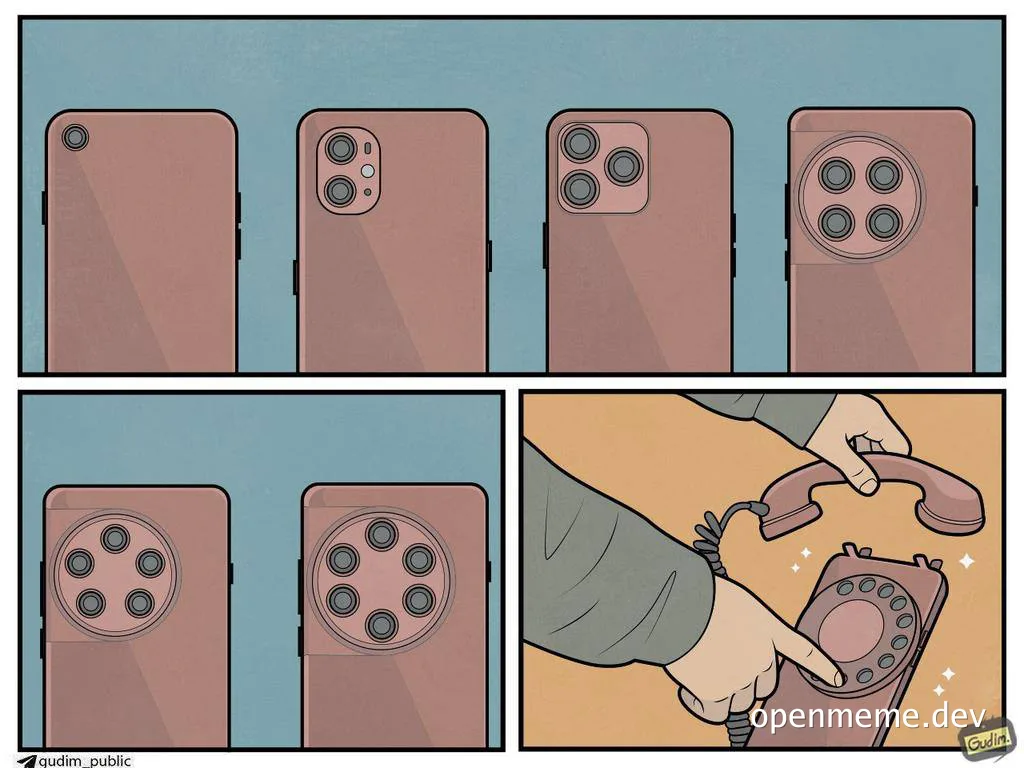 comic about smartphone camera evolution vs landline phone