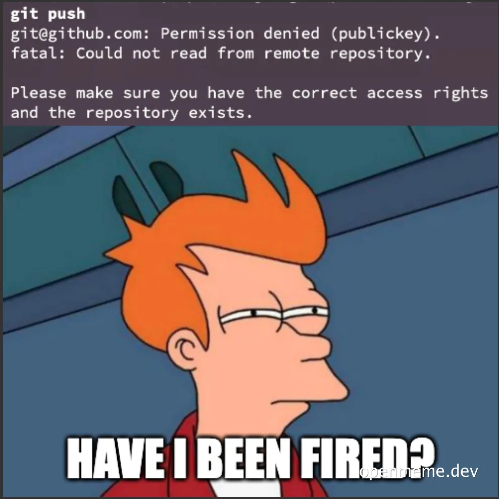 Futurama Fry confused with git push error