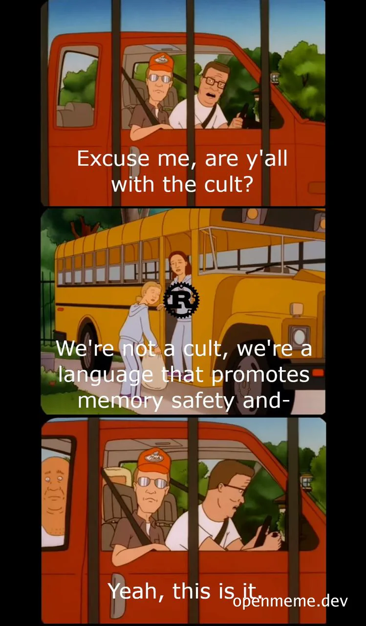 king of the hill meme about rust cult