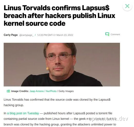 Linus Torvalds looks concerned about Lapsus$ breach