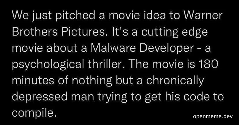 Movie pitch for a psychological thriller about a malware developer