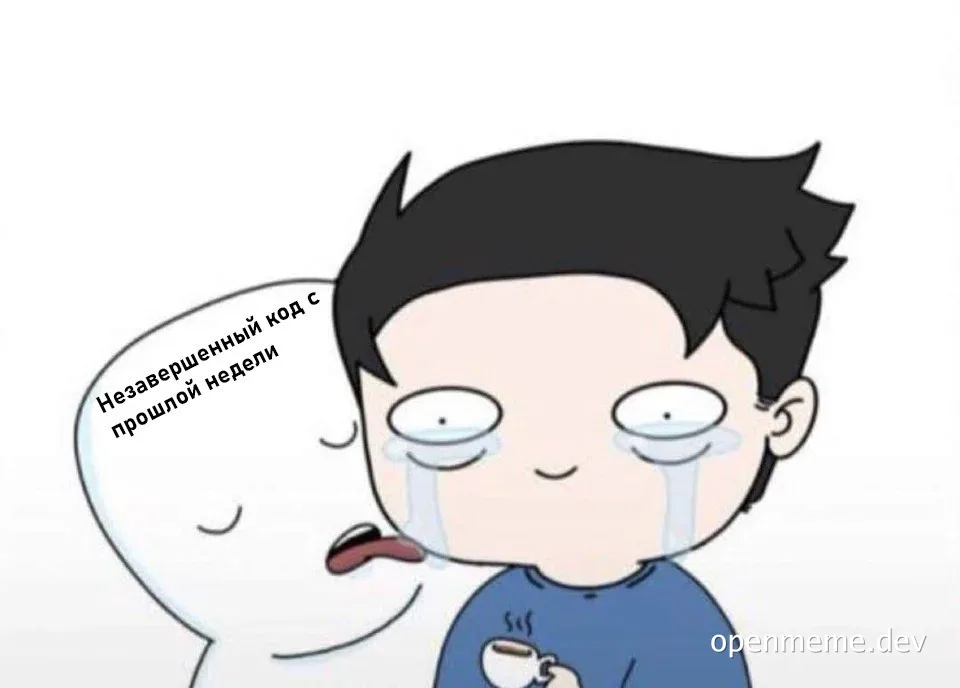 Cartoon character crying while another character whispers in his ear