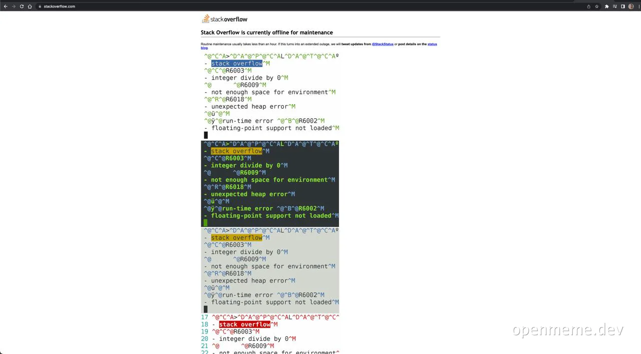 Stack Overflow error meme