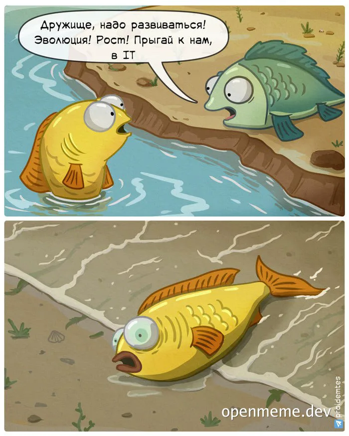 cartoon fish meme about IT