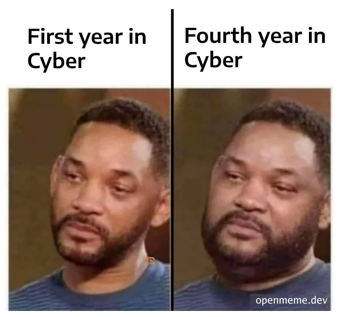 Cyber security meme with before and after images