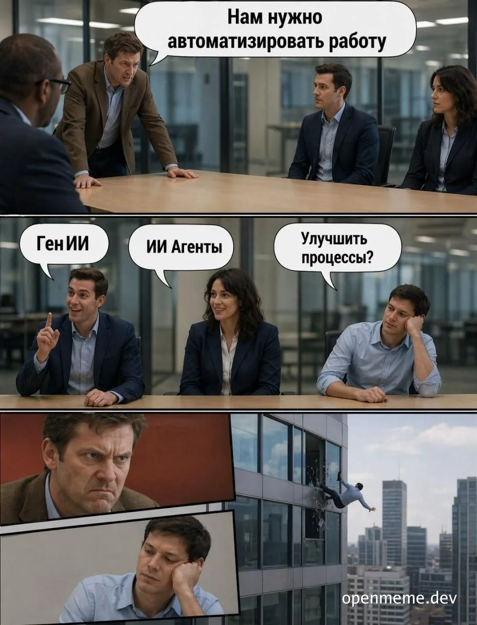 office workers discussing automation and AI