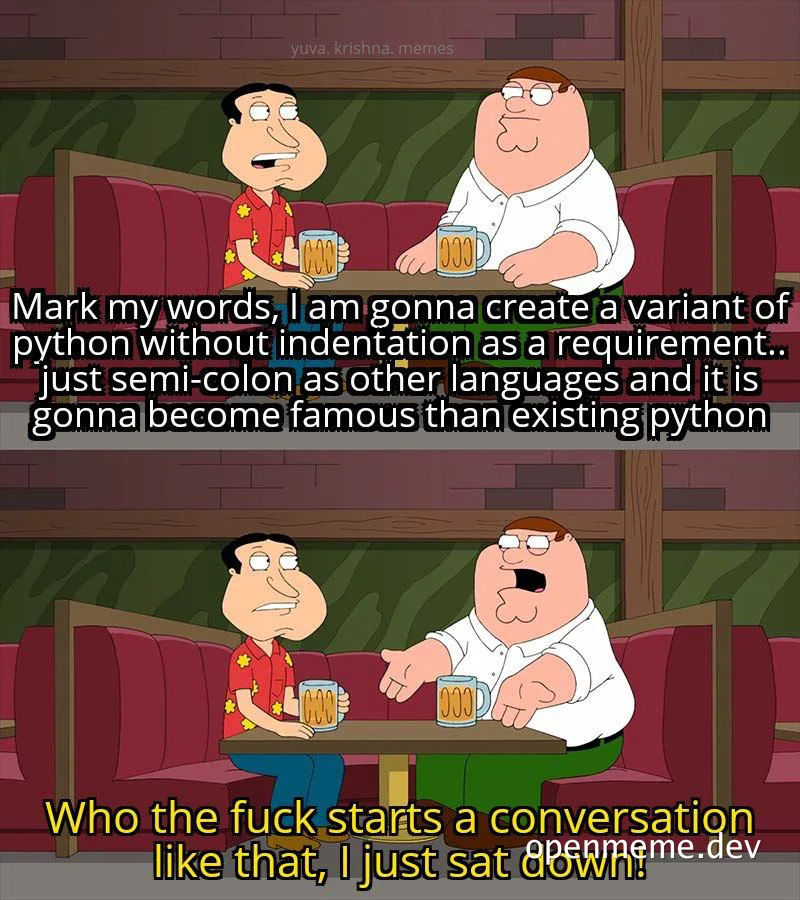 Family Guy meme about creating a Python variant