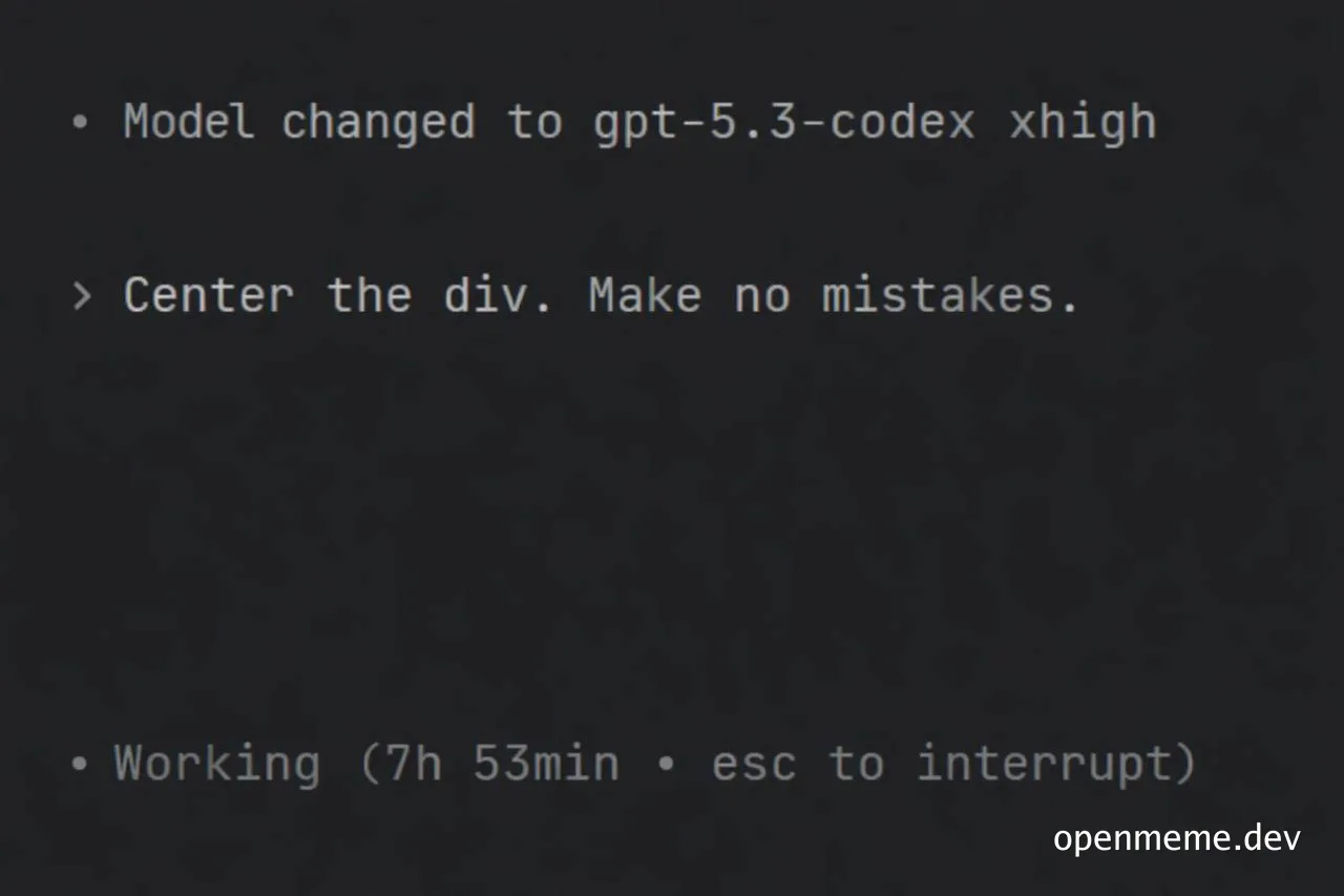 AI model working on coding task with humorous error message