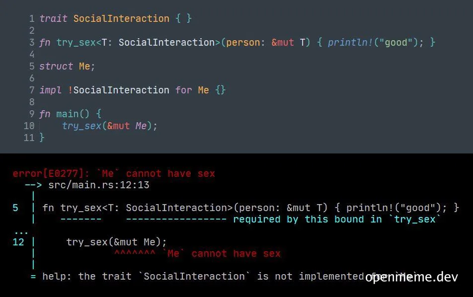 Rust programming error message