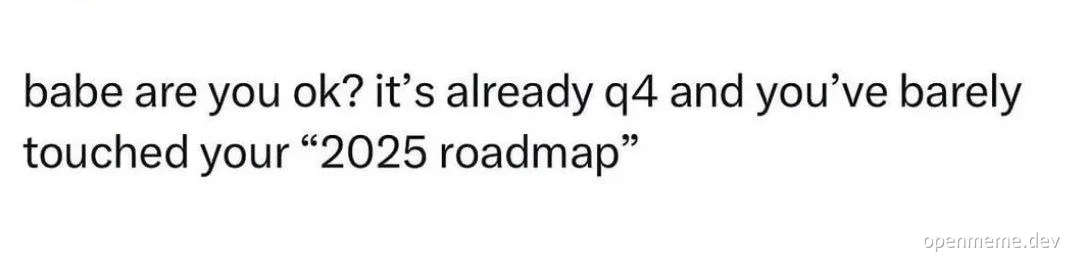 Meme about struggling with 2025 roadmap in Q4