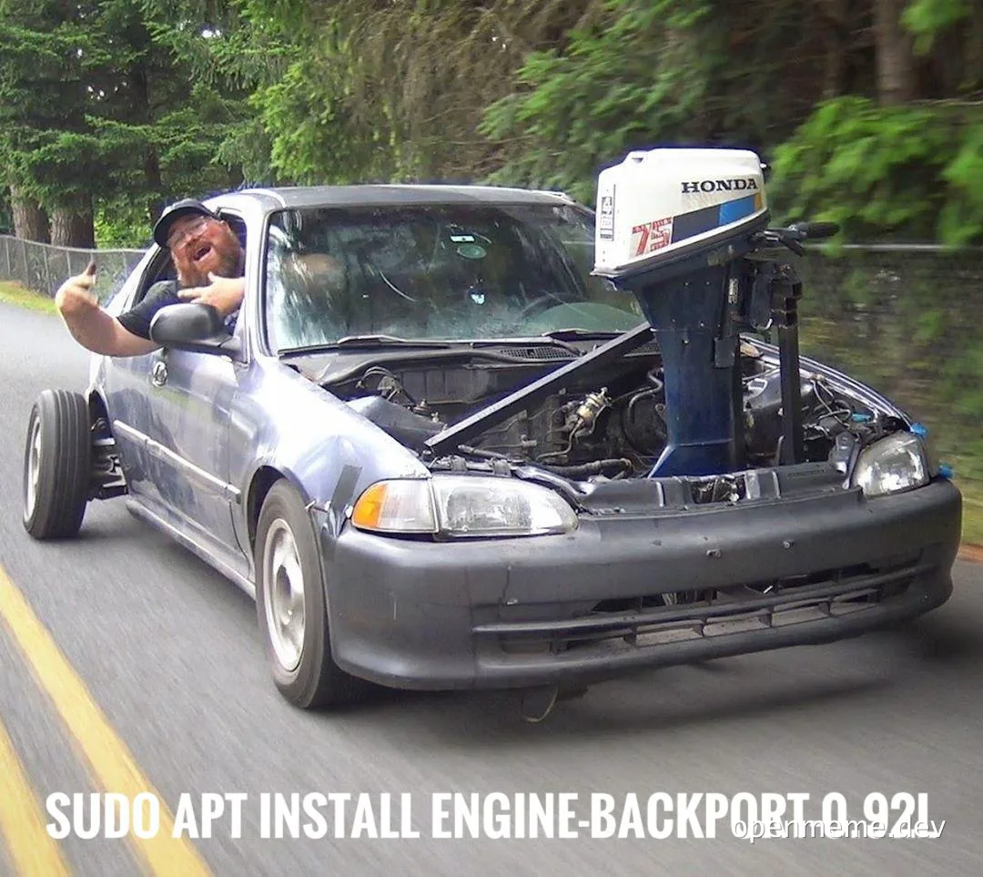 a man in a car with a motor attached to the front
