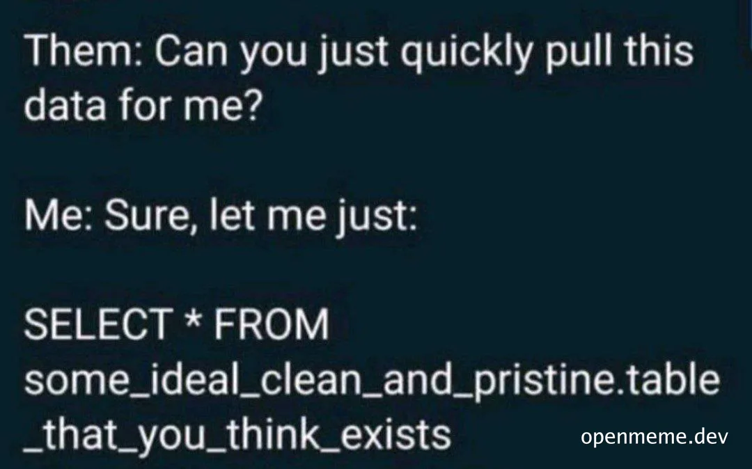 SQL query meme about unrealistic data requests