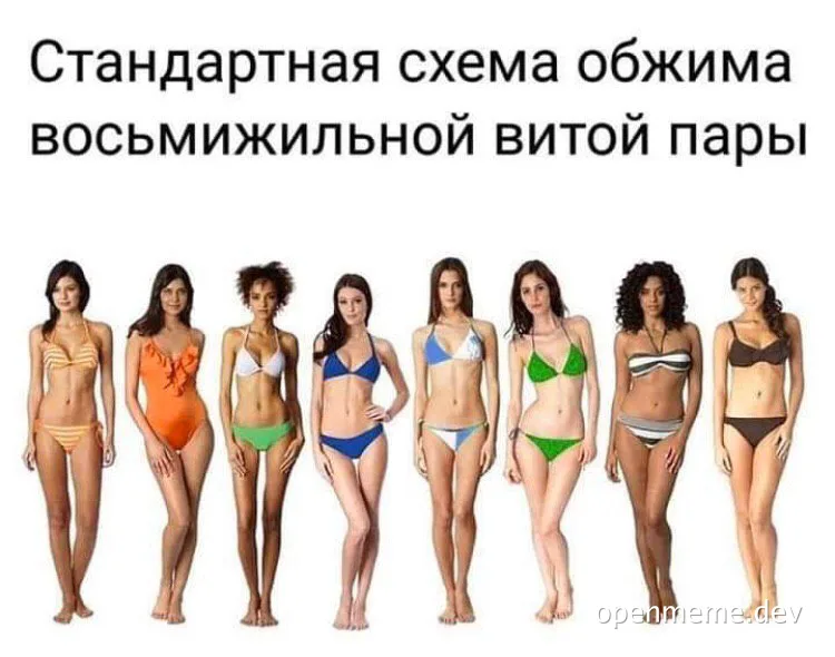 women in colorful bikinis representing a standard scheme for crimping eight-core twisted pair