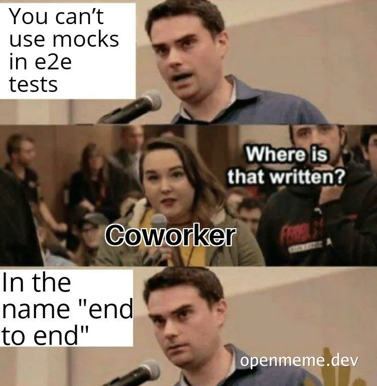 programmer arguing about e2e tests