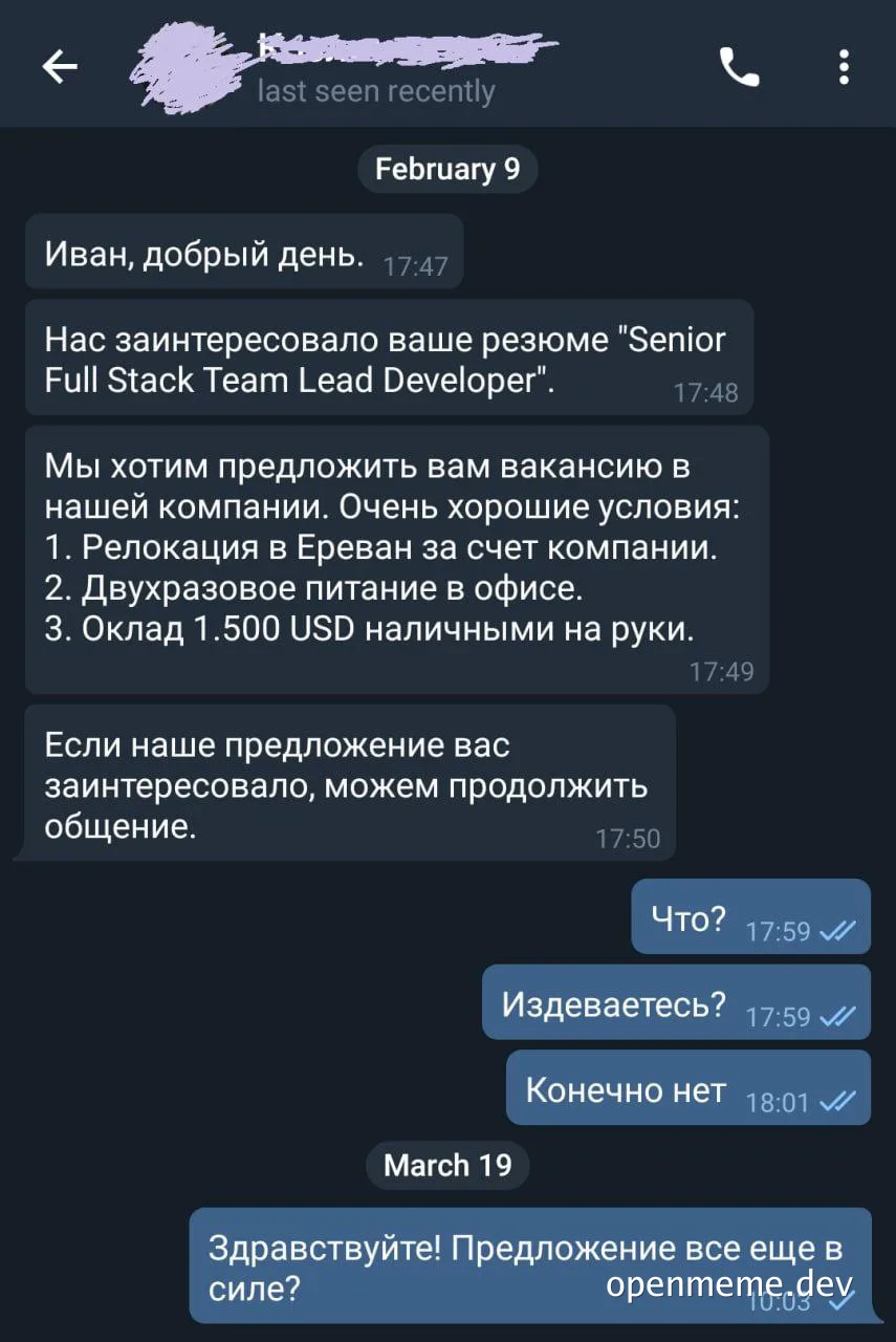 rus developer job offer meme
