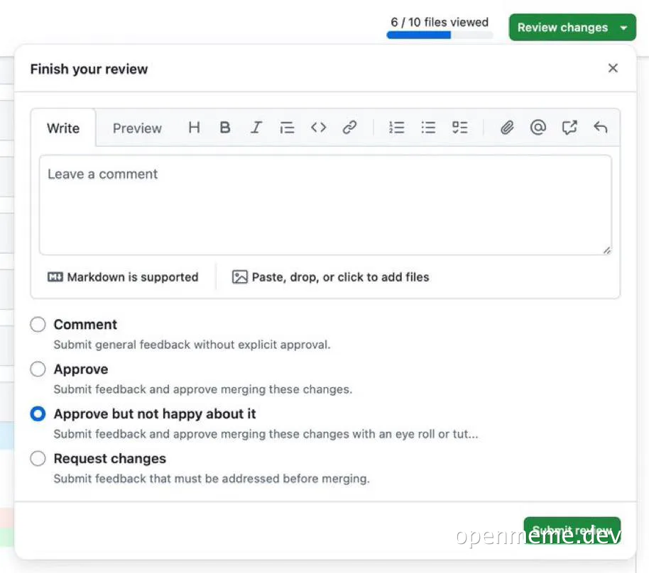 approve but not happy about it review option