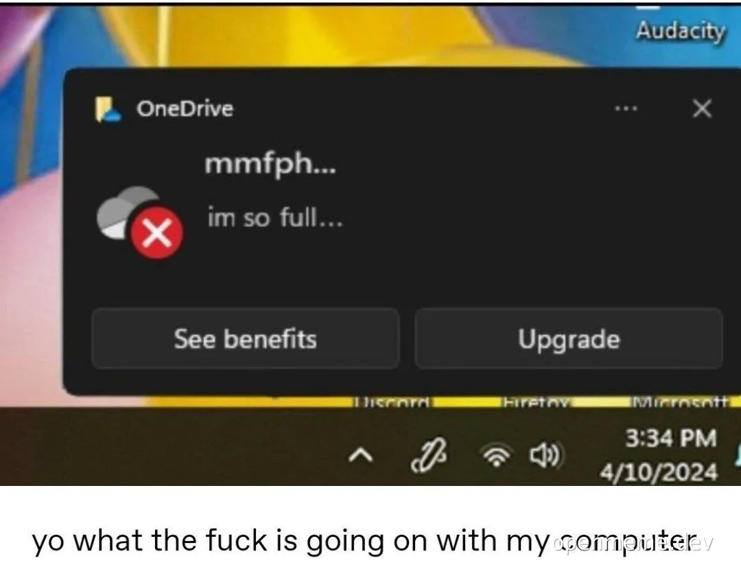 OneDrive storage full error meme