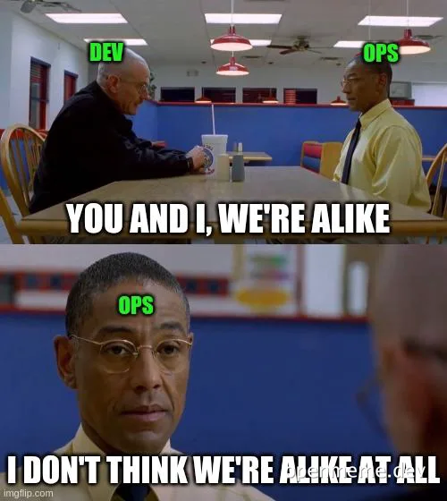 Dev and Ops discussion meme