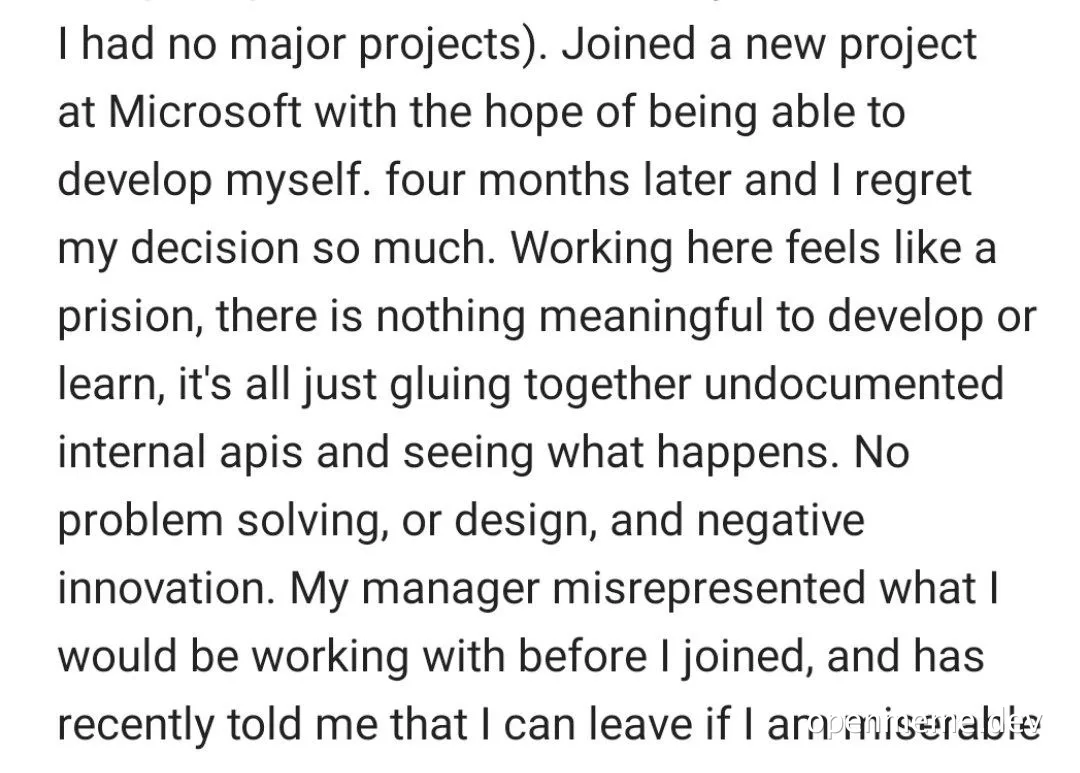 Microsoft employee regret