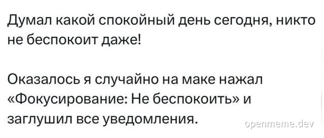 russian meme about accidentally enabling do not disturb mode on mac