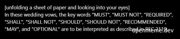Wedding vows with RFC 2119 keywords
