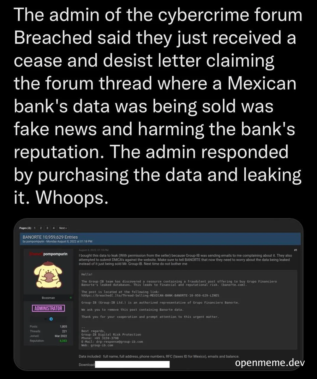 cybercrime forum admin response to cease and desist letter