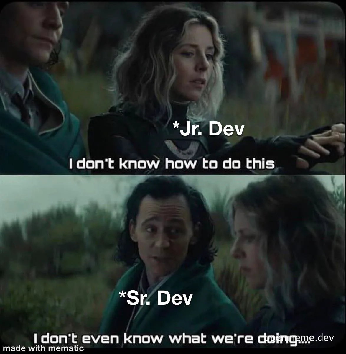 junior and senior developer confused