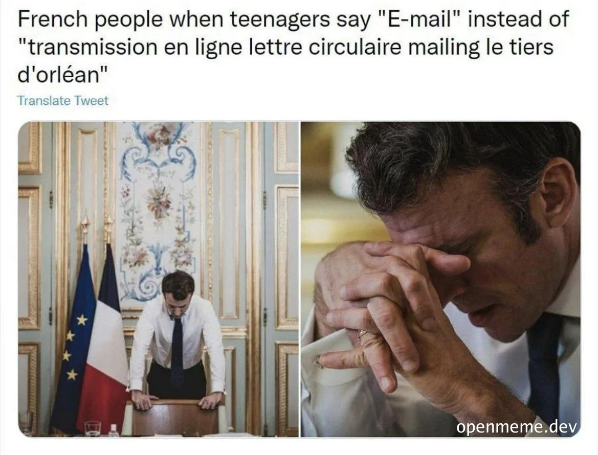 French people react to teenagers saying 'E-mail' instead of 'transmission en ligne lettre circulaire mailing le tiers d'orléan'