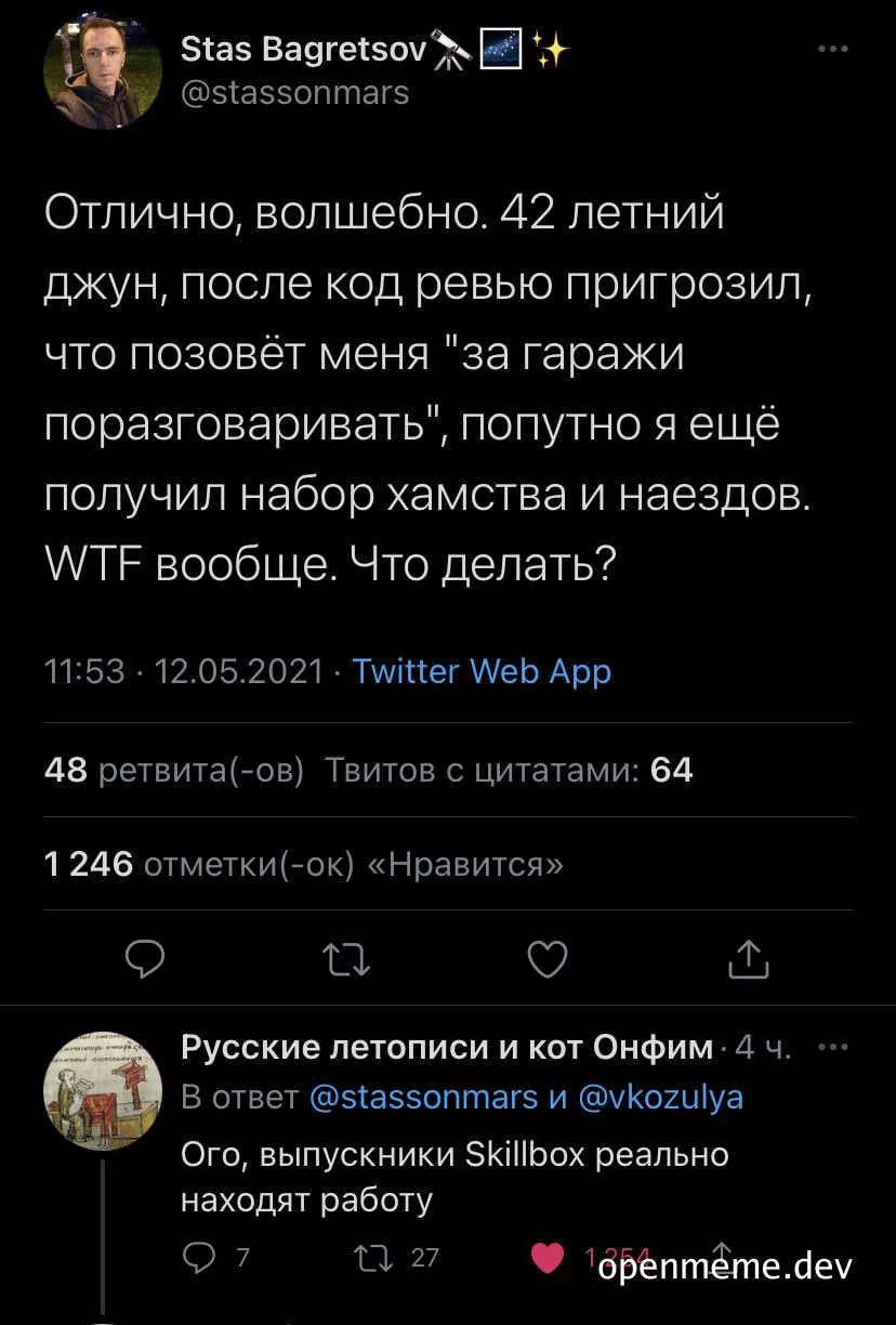 russian developer frustrated with code review
