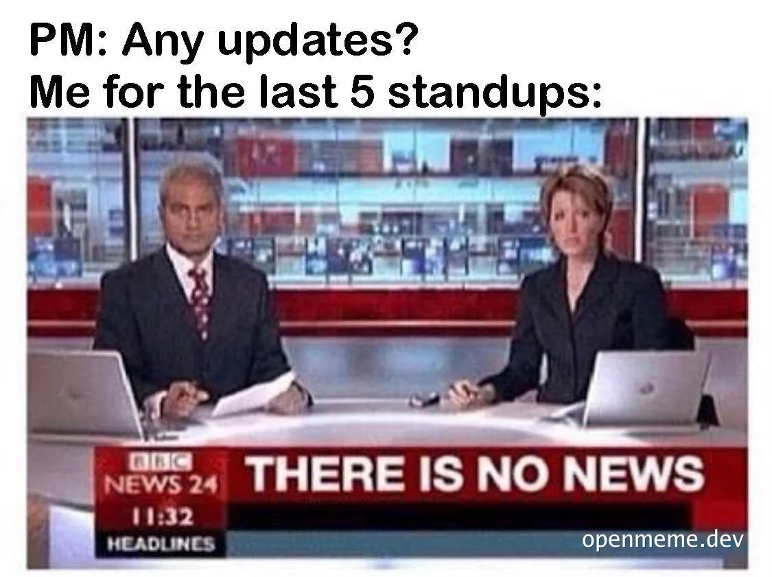 news anchors with 'there is no news' on screen