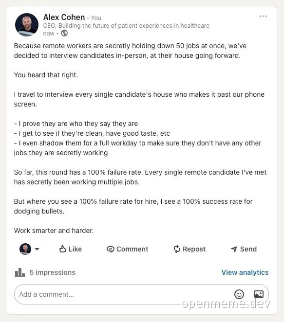 Remote worker interview process gone wrong
