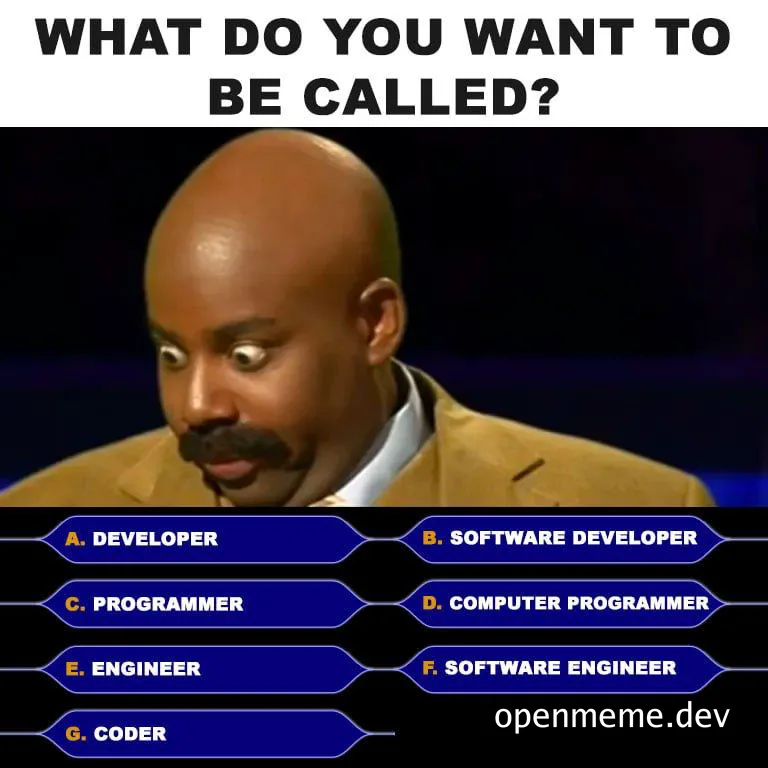 funny meme about developer titles