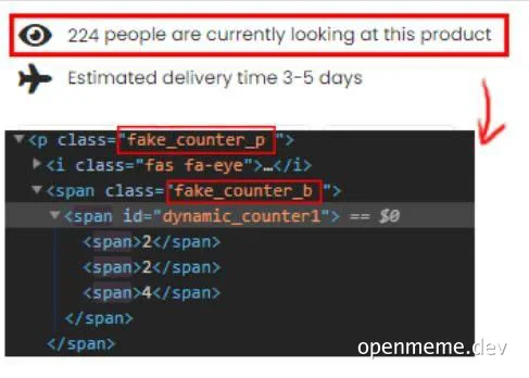 screenshot of code with fake counter and red box around people count