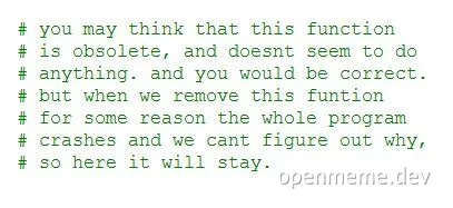 comment about obsolete function in code