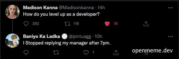 Developer levels up by ignoring manager messages after 7pm