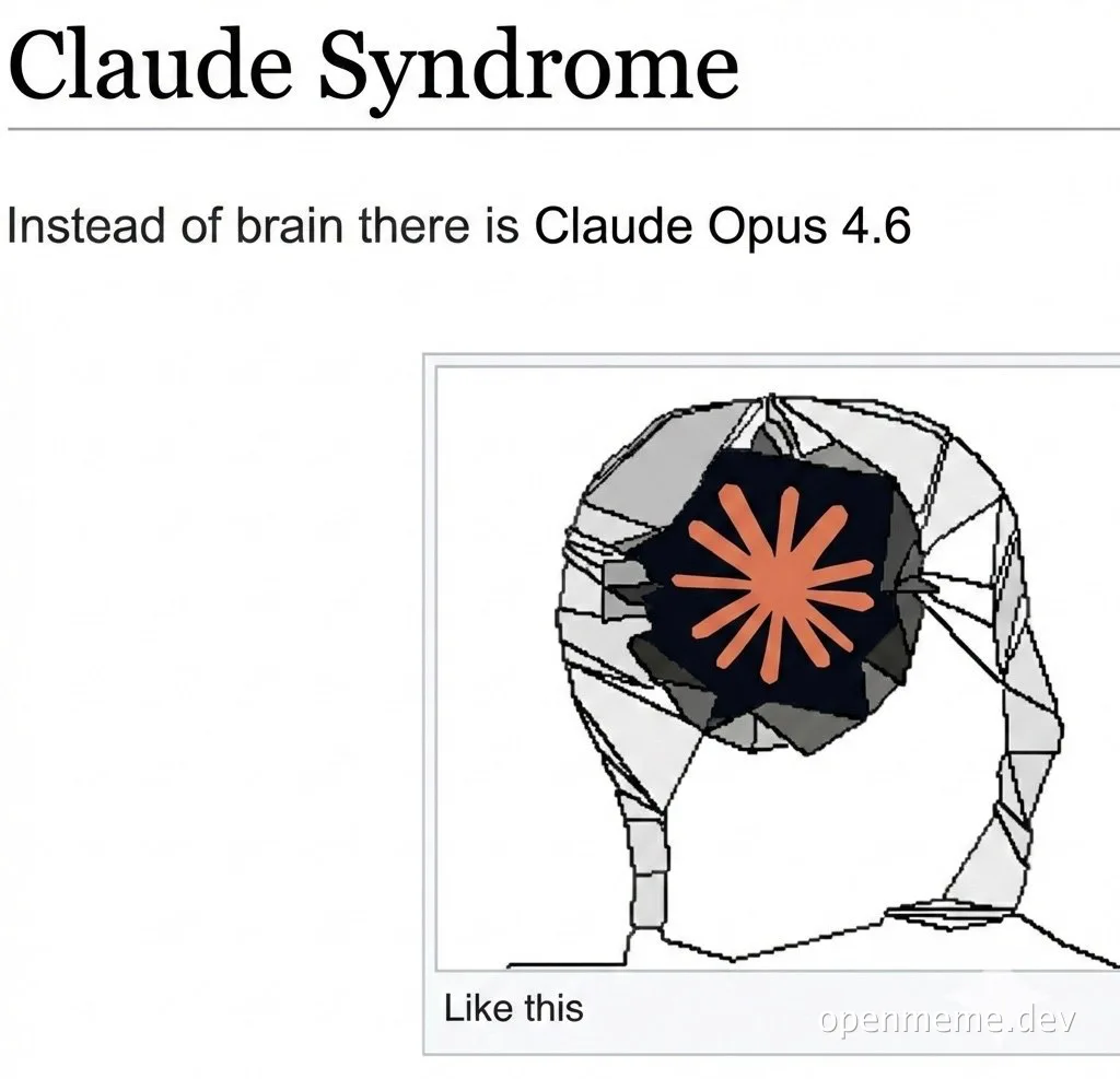 Claude Syndrome meme with a human head replaced by Claude Opus 4.6