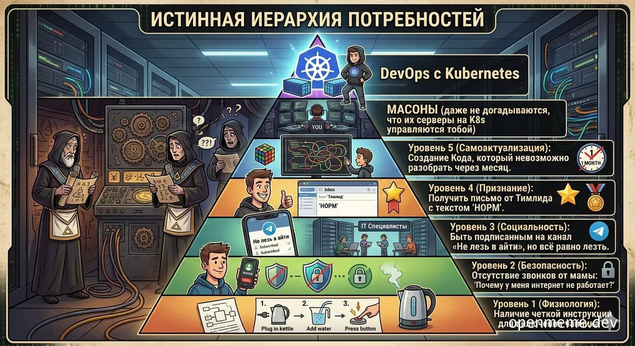 Мемашка на тему потребностей в DevOps с Kubernetes