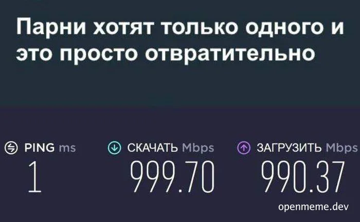 internet speed test results with humorous russian text