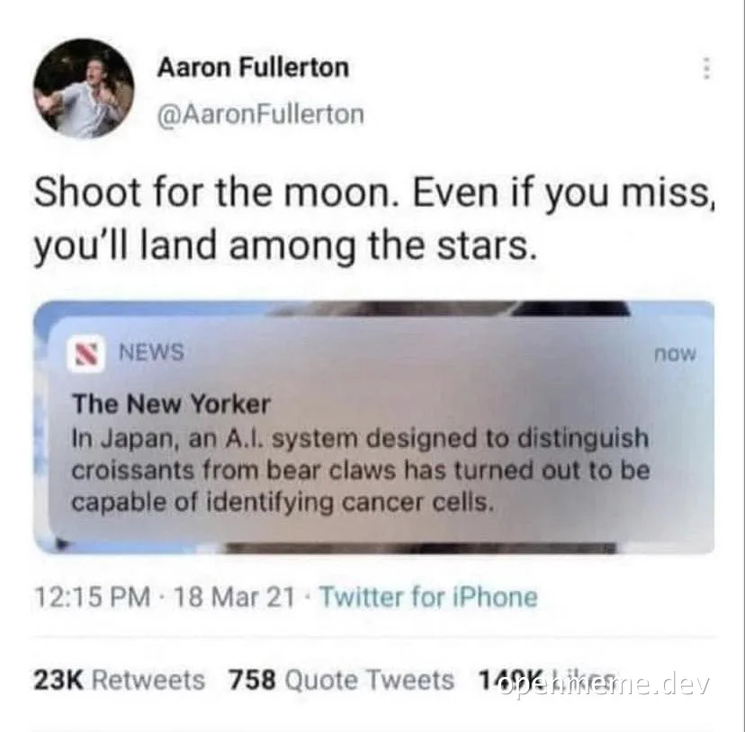 AI system meme about croissants and cancer cells