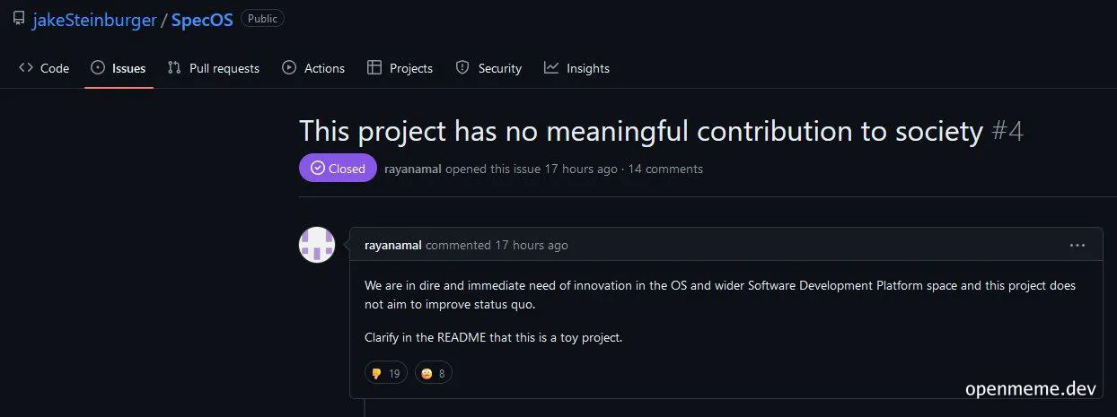 github issue comment on a closed project