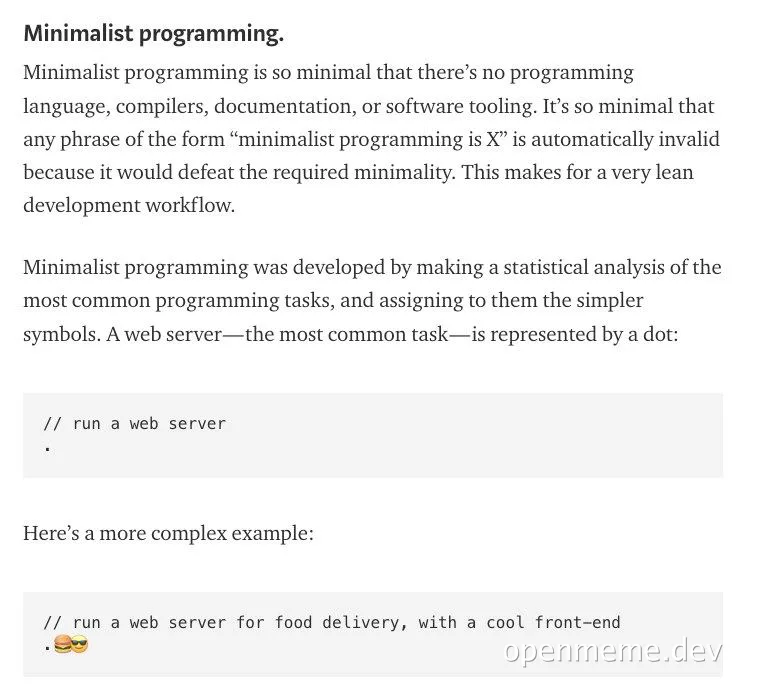 Minimalist programming concept with simple code examples