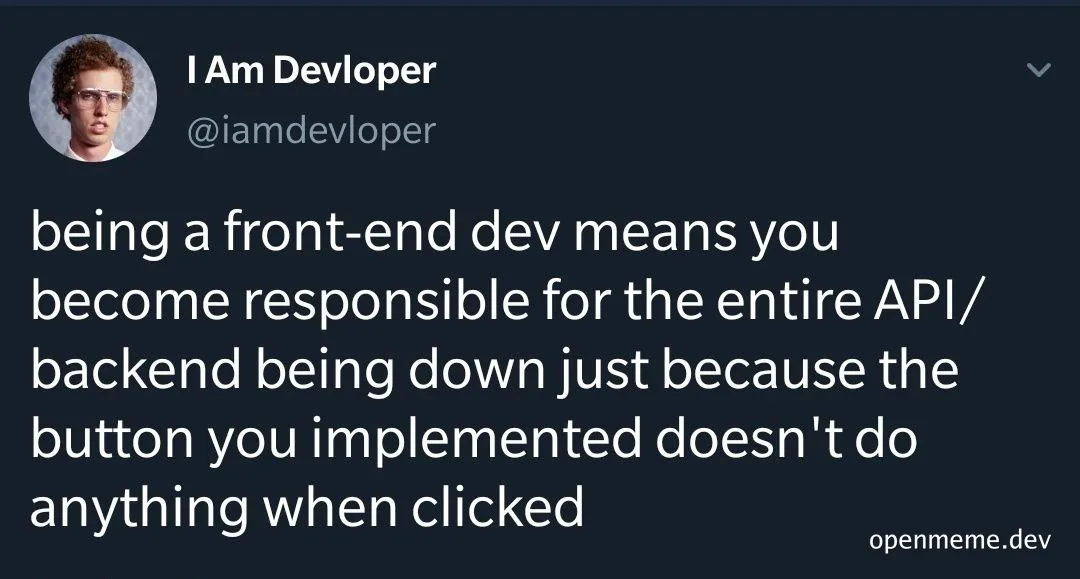 frontend dev responsibilities meme