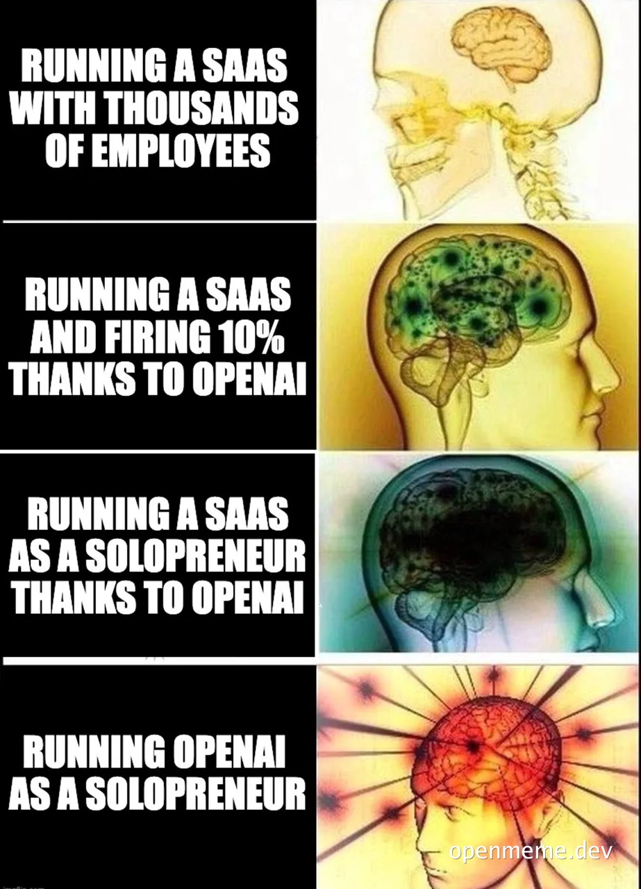 meme comparing saas management stress with and without openai